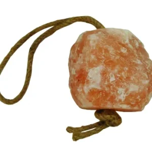 2.2 lb pink salt block with brown rope