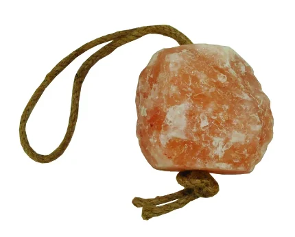 2.2 lb salt block on rope Optimized - Horse Salt Supply - Horse Salt Supply 2.2 lb pink salt block with brown rope
